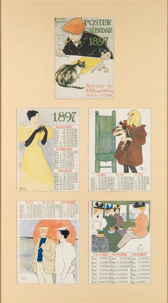 EDWARD PENFIELD (1866-1925). POSTER CALENDAR. Group of 5 sheets. 1896. Each approximately 14x11 inches, 36x28 cm. R.H. Russell & Son, N